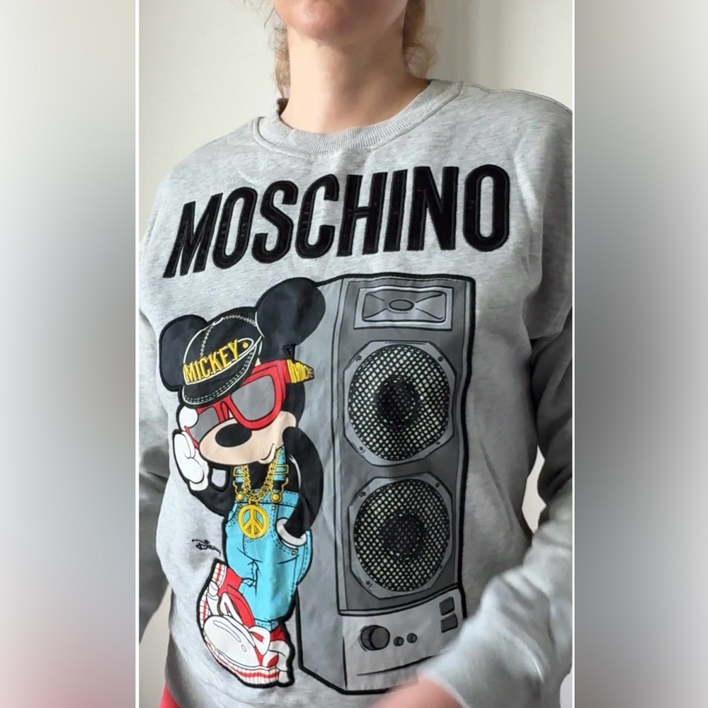 Moschino Gray and Black Logo Sweatshirt